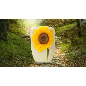Hand Painted Biodegradable Cremation Ashes Funeral Urn / Casket - Sunflower